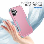 For iPhone 16 Plus Commuter Shockproof TPU + PC Phone Case(Pink+Grey Green)