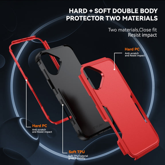 For iPhone 16 Plus Commuter Shockproof TPU + PC Phone Case(Red+Black)