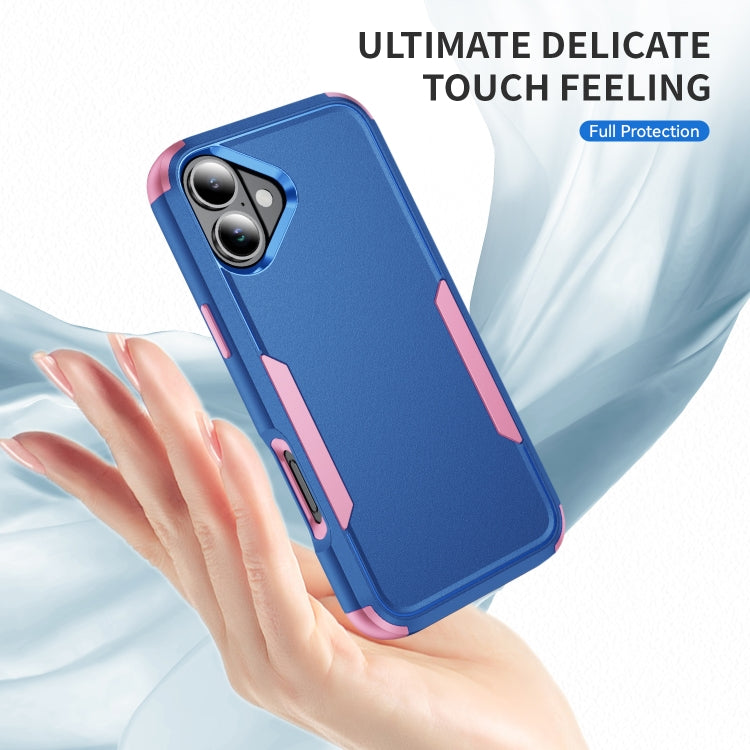 For iPhone 16 Commuter Shockproof TPU + PC Phone Case(Royal Blue+Pink)