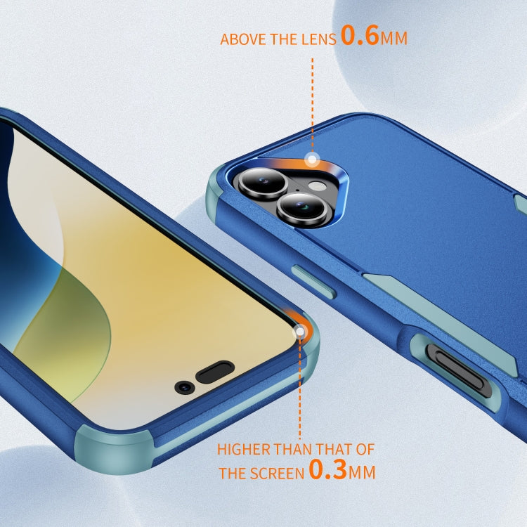 For iPhone 16 Commuter Shockproof TPU + PC Phone Case(Royal Blue+Grey Green)