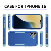 For iPhone 16 Commuter Shockproof TPU + PC Phone Case(Royal Blue+Grey Green)