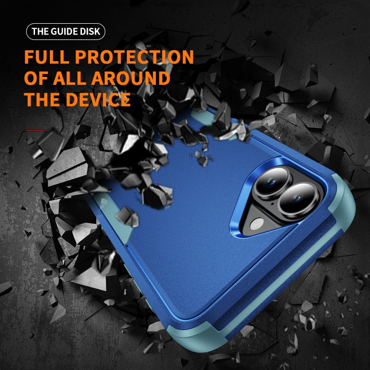 For iPhone 16 Commuter Shockproof TPU + PC Phone Case(Royal Blue+Grey Green)