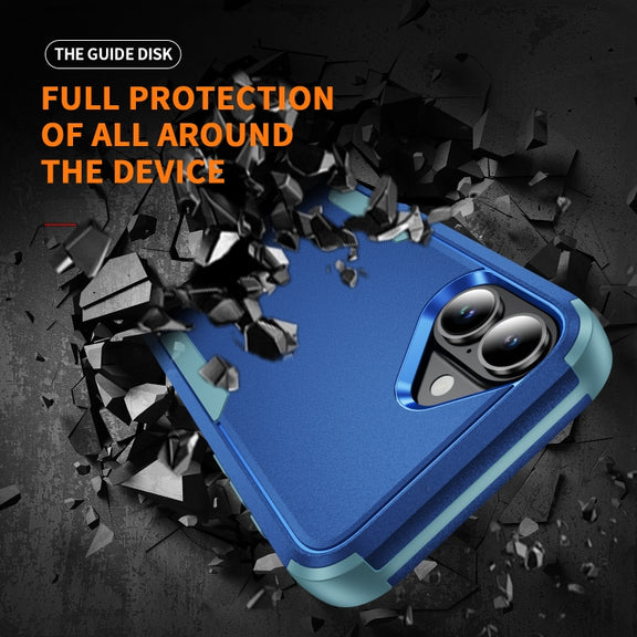 For iPhone 16 Commuter Shockproof TPU + PC Phone Case(Royal Blue+Grey Green)