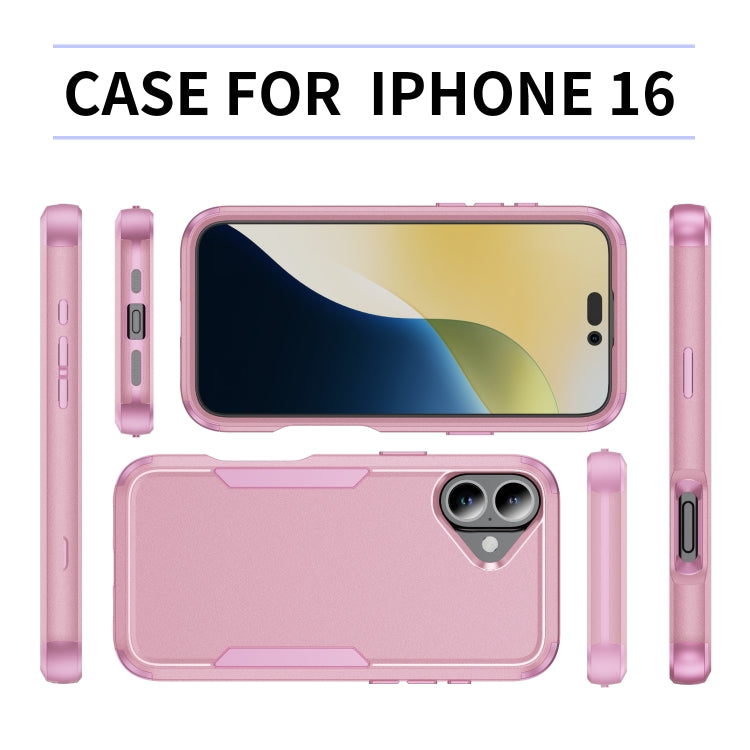 For iPhone 16 Commuter Shockproof TPU + PC Phone Case(Pink)