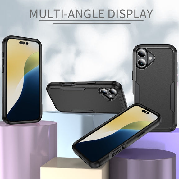 For iPhone 16 Commuter Shockproof TPU + PC Phone Case(Black)