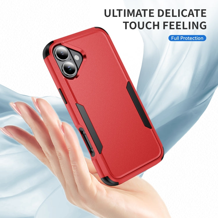 For iPhone 16 Commuter Shockproof TPU + PC Phone Case(Red+Black)