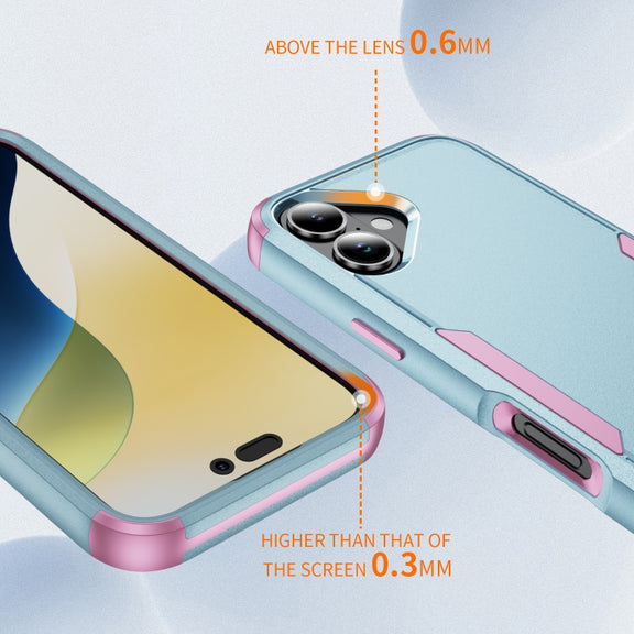 For iPhone 16 Commuter Shockproof TPU + PC Phone Case(Grey Green+Pink)