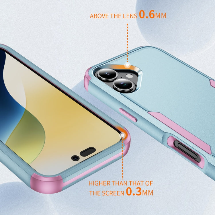 For iPhone 16 Commuter Shockproof TPU + PC Phone Case(Grey Green+Pink)