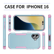 For iPhone 16 Commuter Shockproof TPU + PC Phone Case(Grey Green+Pink)