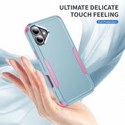 For iPhone 16 Commuter Shockproof TPU + PC Phone Case(Grey Green+Pink)