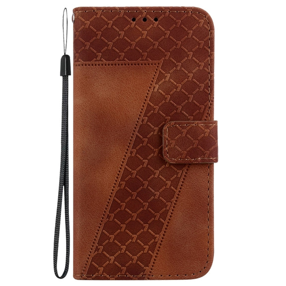 For OPPO A38 4G / A18 7-shaped Embossed Leather Phone Case(Brown)