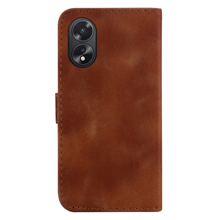For OPPO A38 4G / A18 7-shaped Embossed Leather Phone Case(Brown)