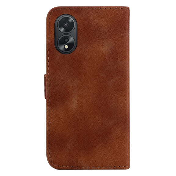 For OPPO A38 4G / A18 7-shaped Embossed Leather Phone Case(Brown)