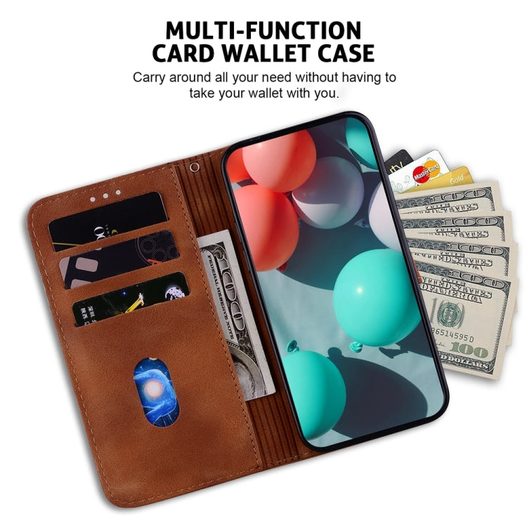 For OPPO A38 4G / A18 7-shaped Embossed Leather Phone Case(Brown)