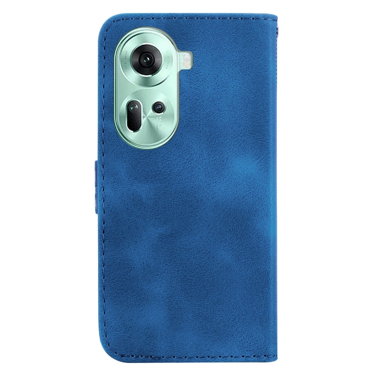 For OPPO Reno11 Global 7-shaped Embossed Leather Phone Case(Blue)