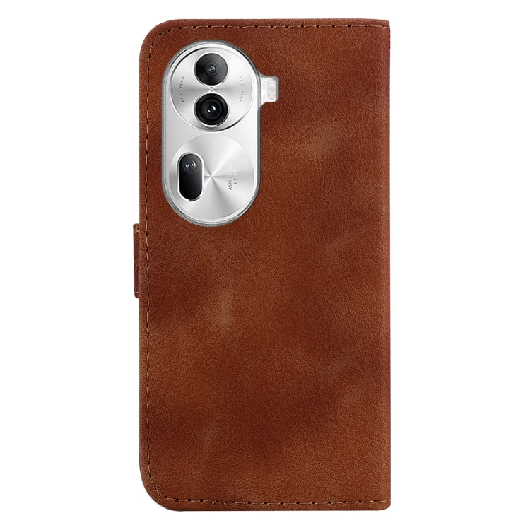 For OPPO Reno 11 Pro 5G Global 7-shaped Embossed Leather Phone Case(Brown)
