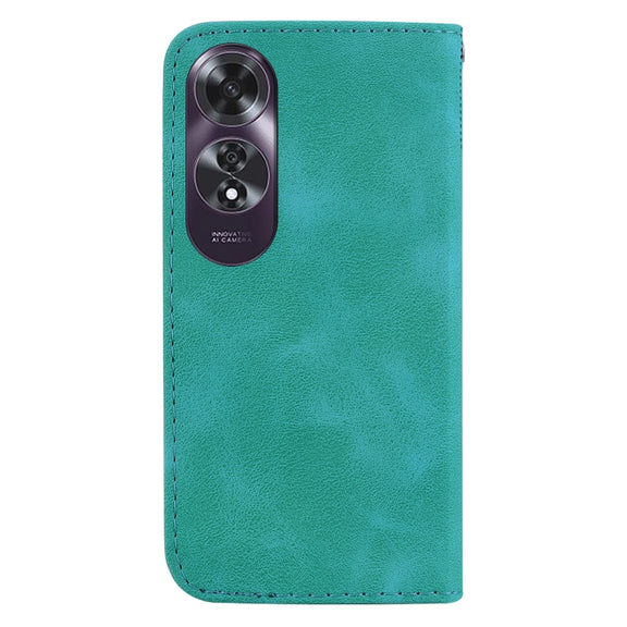 For OPPO A60 4G 7-shaped Embossed Leather Phone Case(Green)