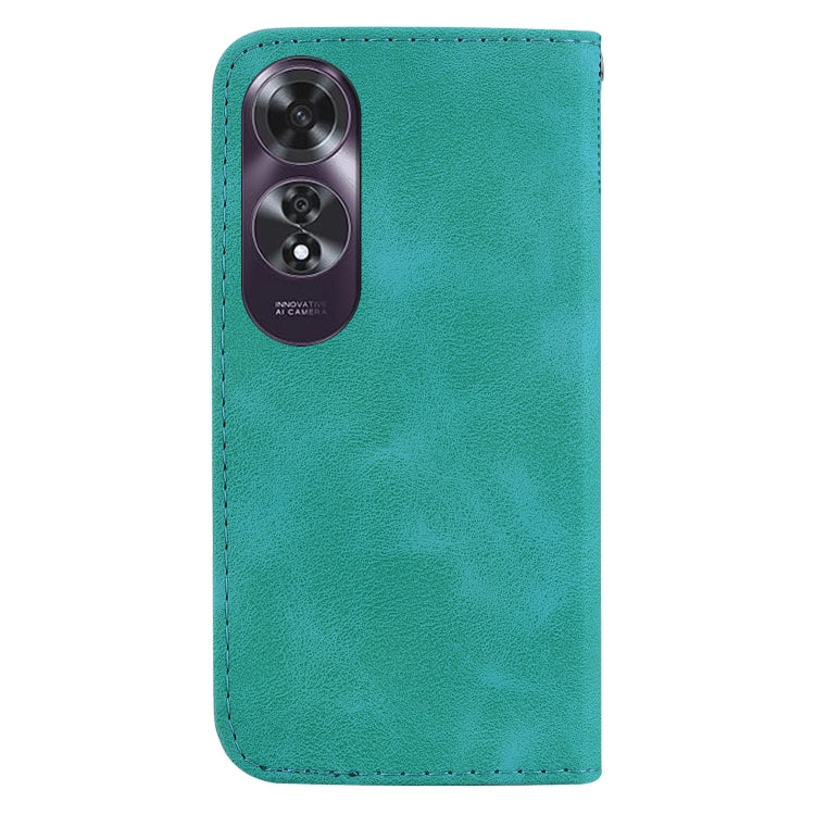 For OPPO A60 4G 7-shaped Embossed Leather Phone Case(Green)