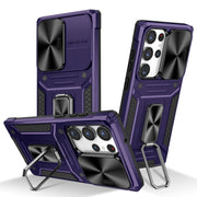 For Samsung Galaxy S23 Ultra 5G Camshield Robot TPU Hybrid PC Phone Case(Purple)