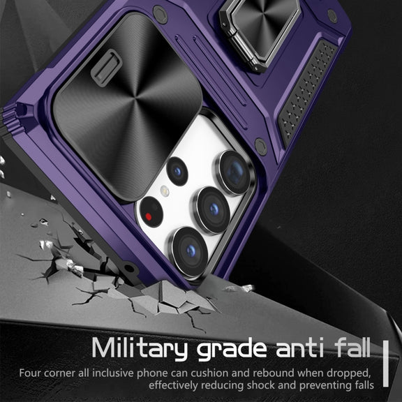 For Samsung Galaxy S23 Ultra 5G Camshield Robot TPU Hybrid PC Phone Case(Purple)