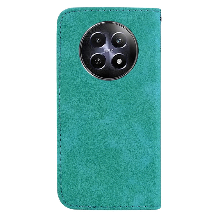 For Realme 12 5G 7-shaped Embossed Leather Phone Case(Green)