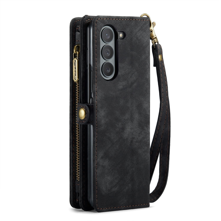 For Samsung Galaxy Z Fold5 CaseMe 008 Multifunctional Zipper Wallet Phone Leather Case(Black)