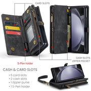 For Samsung Galaxy Z Fold5 CaseMe 008 Multifunctional Zipper Wallet Phone Leather Case(Black)