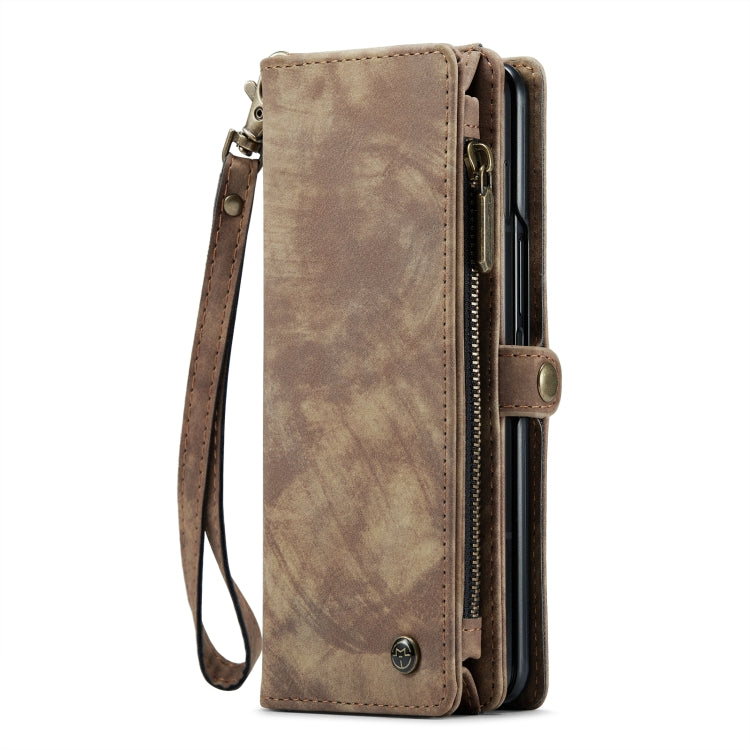 For Samsung Galaxy Z Fold5 CaseMe 008 Multifunctional Zipper Wallet Phone Leather Case(Brown)