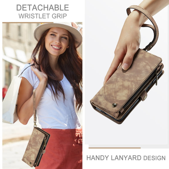 For Samsung Galaxy Z Fold5 CaseMe 008 Multifunctional Zipper Wallet Phone Leather Case(Brown)