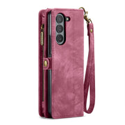 For Samsung Galaxy Z Fold5 CaseMe 008 Multifunctional Zipper Wallet Phone Leather Case(Red)