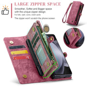 For Samsung Galaxy Z Fold5 CaseMe 008 Multifunctional Zipper Wallet Phone Leather Case(Red)