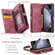For Samsung Galaxy Z Fold5 CaseMe 008 Multifunctional Zipper Wallet Phone Leather Case(Red)