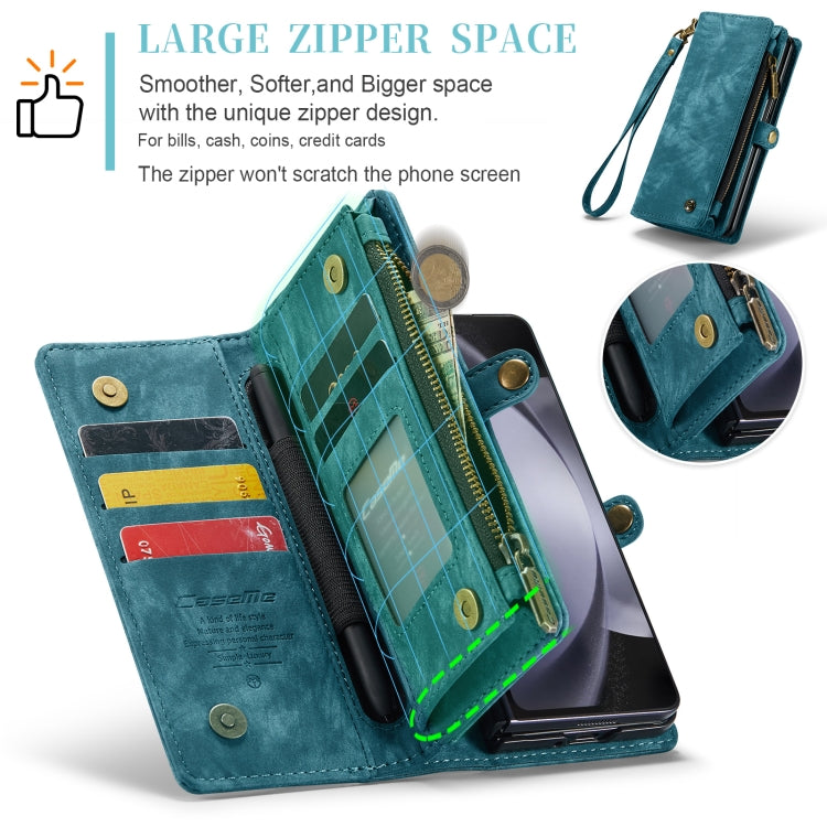 For Samsung Galaxy Z Fold5 CaseMe 008 Multifunctional Zipper Wallet Phone Leather Case(Blue)
