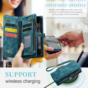 For Samsung Galaxy Z Fold5 CaseMe 008 Multifunctional Zipper Wallet Phone Leather Case(Blue)