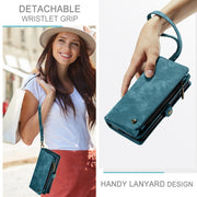 For Samsung Galaxy Z Fold5 CaseMe 008 Multifunctional Zipper Wallet Phone Leather Case(Blue)