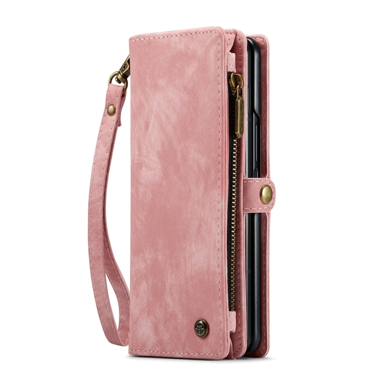 For Samsung Galaxy Z Fold5 CaseMe 008 Multifunctional Zipper Wallet Phone Leather Case(Pink)