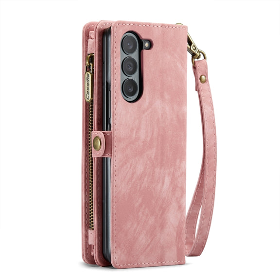 For Samsung Galaxy Z Fold5 CaseMe 008 Multifunctional Zipper Wallet Phone Leather Case(Pink)