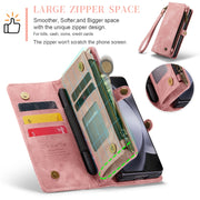 For Samsung Galaxy Z Fold5 CaseMe 008 Multifunctional Zipper Wallet Phone Leather Case(Pink)