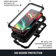 For iPhone 15 Pro R-JUST Shockproof Life Water-resistant Dust-proof Metal + Silicone Phone Case with Holder(Black)
