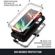 For iPhone 15 Pro R-JUST Shockproof Life Water-resistant Dust-proof Metal + Silicone Phone Case with Holder(Silver)