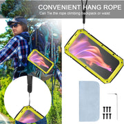 For iPhone 15 Plus R-JUST Shockproof Life Water-resistant Dust-proof Metal + Silicone Phone Case with Holder(Yellow)