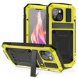 For iPhone 15 R-JUST Shockproof Life Waterproof Dust-proof Metal + Silicone Phone Case with Holder(Yellow) - iPhone 15 Cases by R-JUST | Online Shopping South Africa | PMC TechLife | Buy Now Pay Later Mobicred