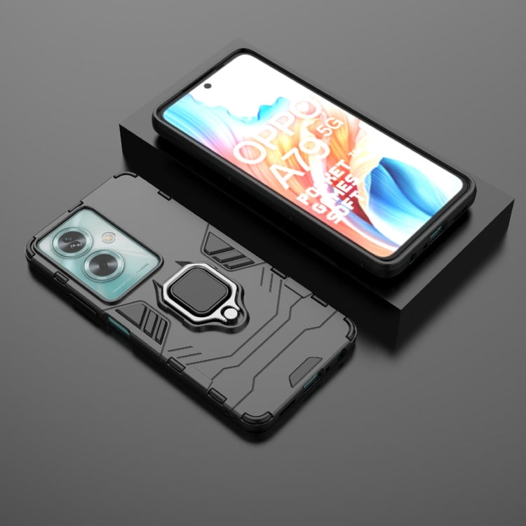For OPPO A79 5G PC + TPU Shockproof Protective Phone Case with Magnetic Ring Holder(Black)