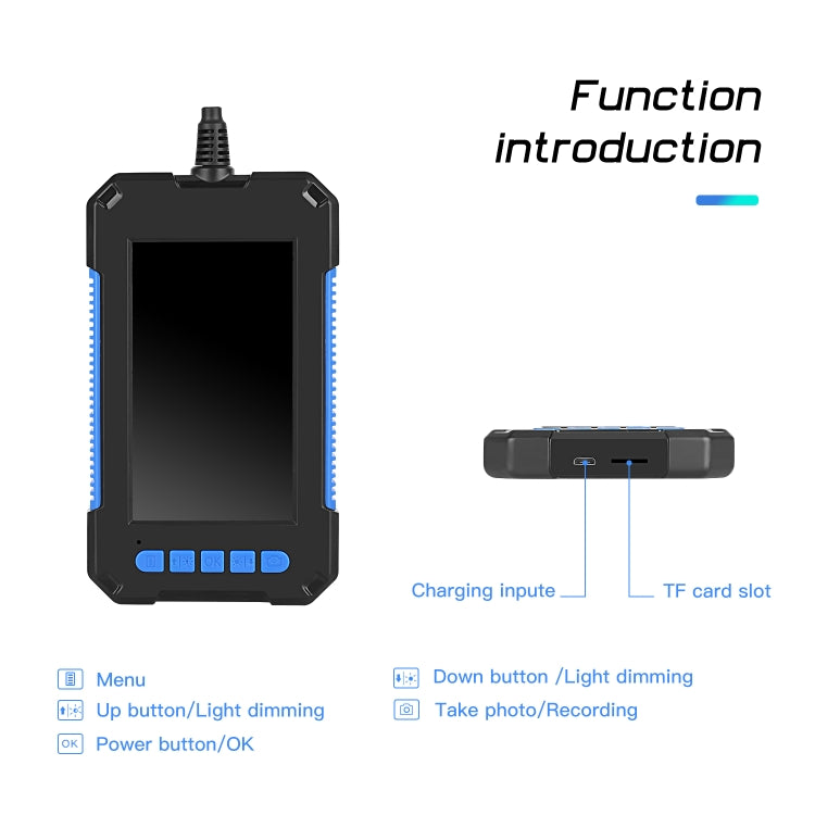 P40 5.5mm HD Blue Water-resistant Portable Integrated Hand-held Vertical Screen Industry Endoscope, Length:2m(Hardwire)