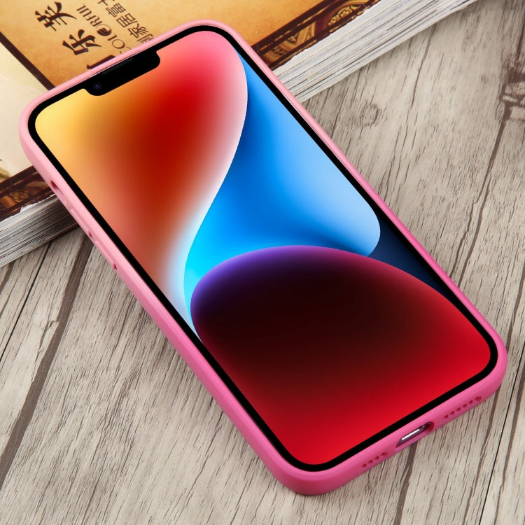 For iPhone 15 Liquid TPU Silicone Gradient MagSafe Phone Case(Pink Red)