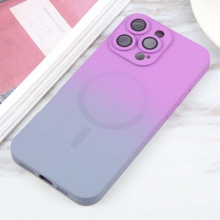 For iPhone 16 Pro Max Liquid TPU Silicone Gradient MagSafe Phone Case(Purple)