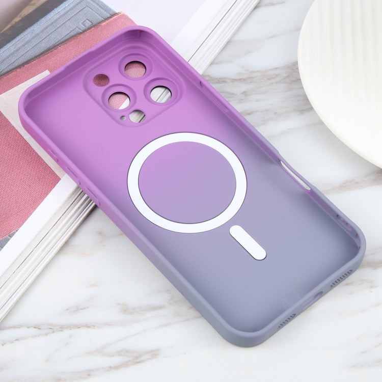 For iPhone 16 Pro Max Liquid TPU Silicone Gradient MagSafe Phone Case(Purple)
