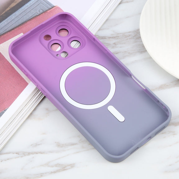For iPhone 16 Pro Max Liquid TPU Silicone Gradient MagSafe Phone Case(Purple)