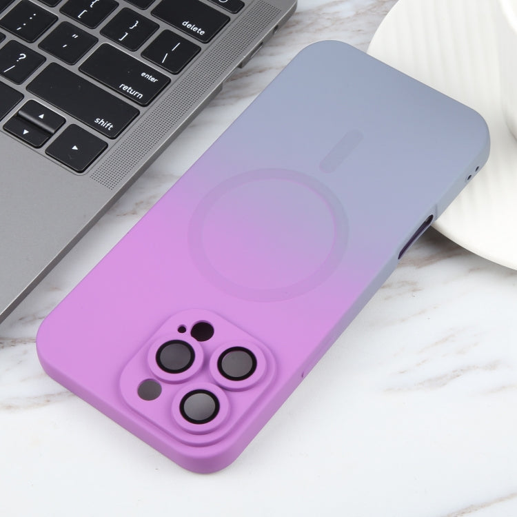 For iPhone 16 Pro Max Liquid TPU Silicone Gradient MagSafe Phone Case(Purple)