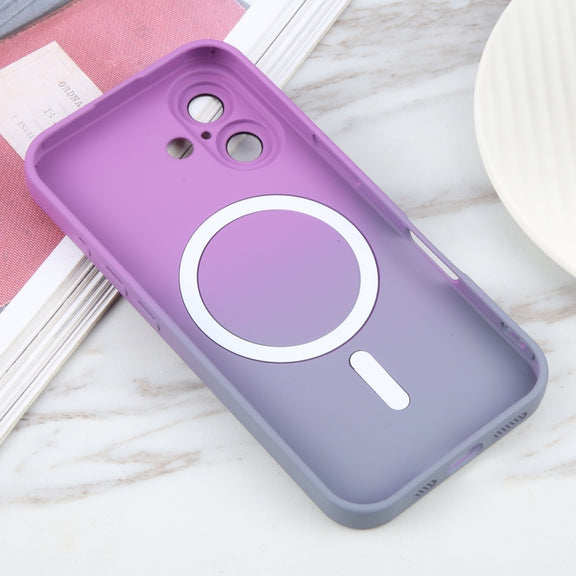 For iPhone 16 Plus Liquid TPU Silicone Gradient MagSafe Phone Case(Purple)